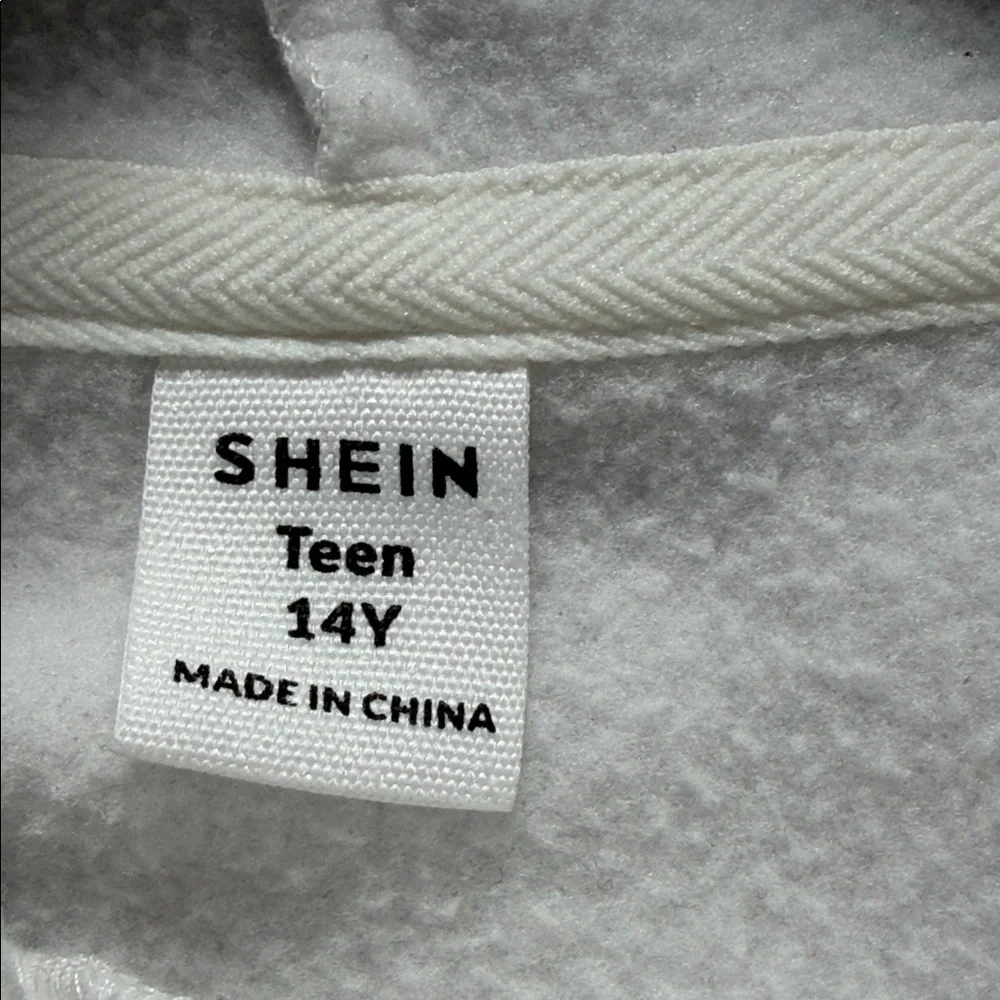 SHEIN White Cropped Ruched Hoodie with Hood